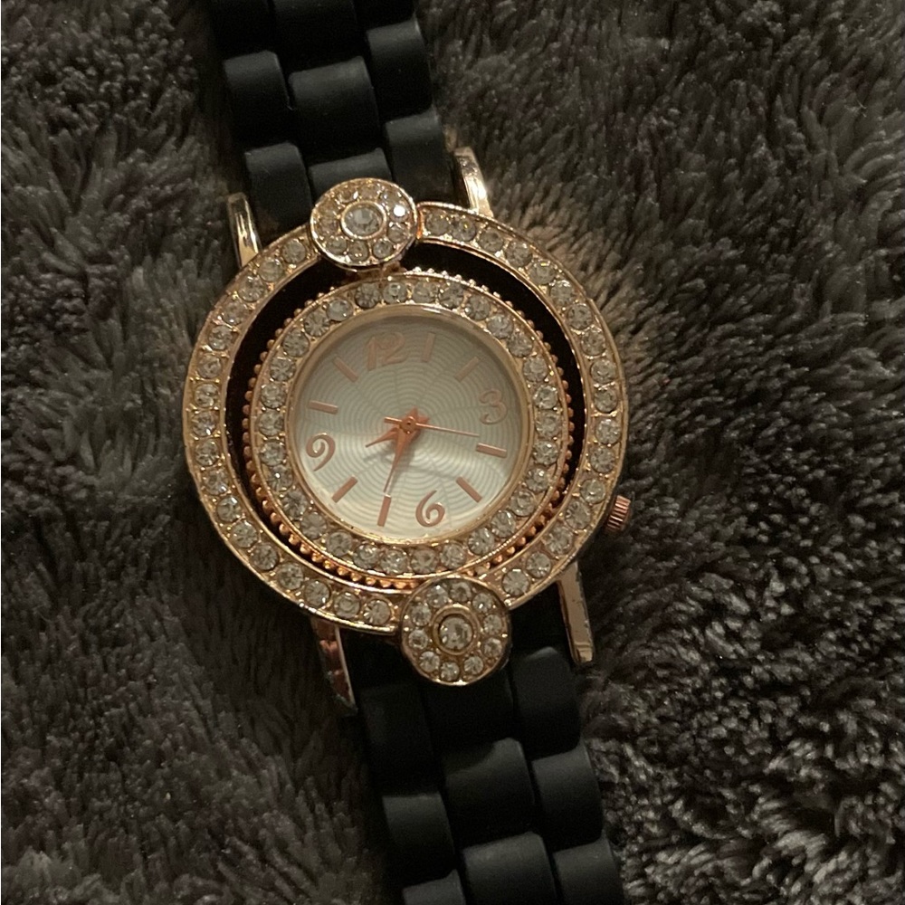 Black rubber wristwatch